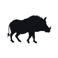 Black silhouette of african boar. Isolated desert warthog icon. Wild animals of Africa. Savannah nature