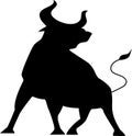 black silhouette of an angry bull on a white background vector Royalty Free Stock Photo