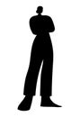 Black silhouette of an animated woman character, cool stylish woman vector