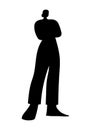 Black silhouette of an animated woman character, cool stylish woman