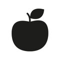 Black silhouette apple, harvest ripe fruit icon. Popular healthy garden food. Apple fruit. Vector flat illustration Royalty Free Stock Photo
