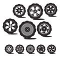 Black silhouette: automotive wheel Royalty Free Stock Photo