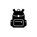 Black silhouette of a backpack with classic design Royalty Free Stock Photo