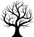 Black silhouette bare tree Royalty Free Stock Photo