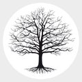 Black silhouette of a bare tree . Vector illustration. Royalty Free Stock Photo