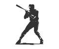 Black silhouette baseball player. Vector illustration design Royalty Free Stock Photo