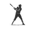 Black silhouette baseball player. Vector illustration design Royalty Free Stock Photo