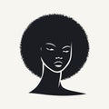 Black silhouette of a beautiful woman with afro hairstyle. Vector illustration Royalty Free Stock Photo