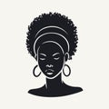 Black silhouette of a beautiful woman with afro hairstyle. Vector illustration Royalty Free Stock Photo