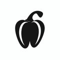 Black silhouette of bell pepper on a plain background showcasing its unique shape and design Royalty Free Stock Photo