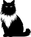 Birman Cat Black Silhouette Generative Ai