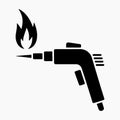Black silhouette of a blow torch with a flame Royalty Free Stock Photo