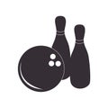 Black silhouette bowling game icons Royalty Free Stock Photo