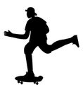 Black silhouette of a boy skating on a Skateboard, street sport vector