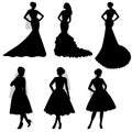 The black silhouette of bride, Set. Royalty Free Stock Photo