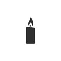 Black silhouette of a burning candle with a rectangular shape and a teardrop-shaped Royalty Free Stock Photo