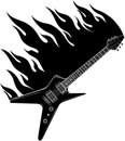 black silhouette of Burning electric guitar design