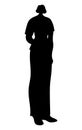 Black silhouette of a businesswoman with short hair, confident lady standing vector