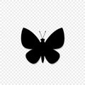 Black silhouette of butterfly isolated on transparent background Royalty Free Stock Photo
