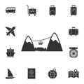 Black silhouette of the cabin cableway icon. Detailed set of travel icons. Premium graphic design. One of the collection icons for