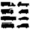 Black silhouette cars set. Vector EPS 10 Royalty Free Stock Photo