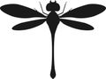 Black silhouette of cartoon adult dragonfly on white background