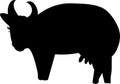 Black silhouette of cartoon cow on white background Royalty Free Stock Photo