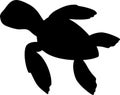 Black silhouette of cartoon hatchling of sea turtle on white background Royalty Free Stock Photo