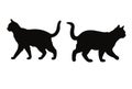 Black silhouette of a cat on a white background. Vector illustration. Royalty Free Stock Photo