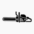 Black silhouette of a chainsaw on a white background Royalty Free Stock Photo
