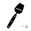 Black silhouette of a cheese knife, white background. Isolated object. Symbol, kitchen appliance. Vector Royalty Free Stock Photo