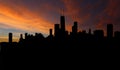 Chicago skyline with sunset illustration Royalty Free Stock Photo