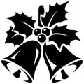Black silhouette of Christmas bells isolated on white. Vector illustration Royalty Free Stock Photo