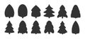 Black silhouette Christmas forest tree vector set Royalty Free Stock Photo