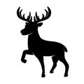 Black silhouette of Christmas horned reindeer in a minimal flat style. Vector illustration of a one single standing cute northern Royalty Free Stock Photo