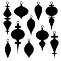 Black silhouette Christmas ornament clipart