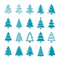 Black silhouette christmas trees vector stylized simple symbols