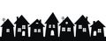 Black silhouette of city, group of houses, vector icon