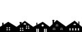 Black silhouette of city, group of houses, vector icon