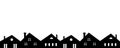 Black silhouette of city, group of houses, vector icon