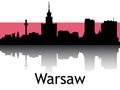 Cityscape Panorama Silhouette of Warsaw, Poland