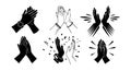Black silhouette clapping hands icons set showing applause and appreciation in different styles vector illustrations Royalty Free Stock Photo