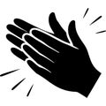Black silhouette of clapping hands isolated on transparent background Royalty Free Stock Photo