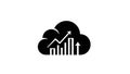 Black silhouette of a cloud with a bar graph and upward arrow on a white background growth Royalty Free Stock Photo