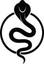 Black Cobra Snake Silhouette in Circle Icon or Logo Design Royalty Free Stock Photo