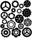 Black silhouette. Collection of gear wheels icons set. Flat vector illustration isolated on white background Royalty Free Stock Photo