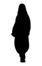 Black silhouette of a confident hijabi Muslim, vector