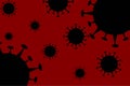 Black silhouette of corona virus on red background Royalty Free Stock Photo