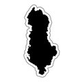 Black silhouette of the country Albania with the contour line or