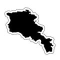 Black silhouette of the country Armenia with the contour line or